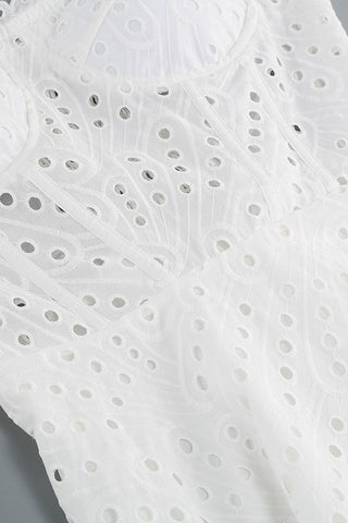 Shirred Bustier Scalloped A Line Broderie Anglaise Party Mini Sundress