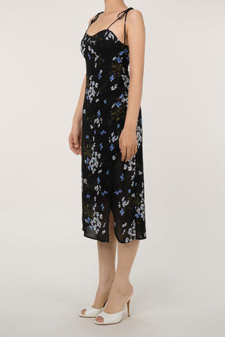 Tie Strap Sweetheart Smocked Split Summer Floral Slip Midi Sundress